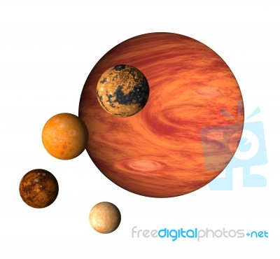 Planet Jupiter With Moons Stock Image