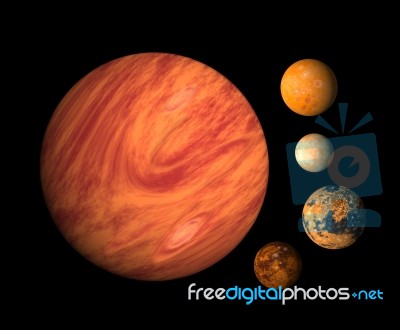 Planet Jupiter With Moons Stock Image