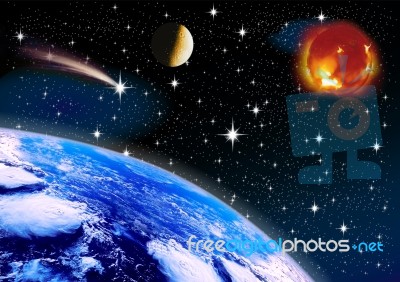 Planet With Stars Stock Image