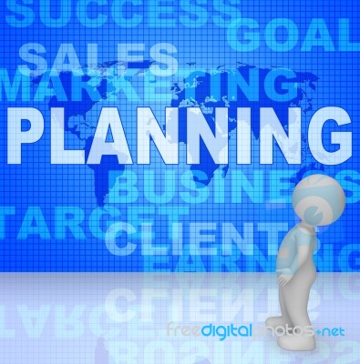 Planning Character Represents Goals And Objectives 3d Rendering Stock Image