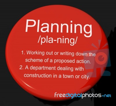 Planning Definition Button Stock Image