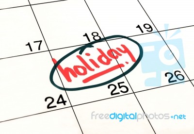 Planning Holiday Calendar Stock Photo