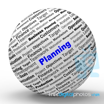 Planning Sphere Definition Means Mission Planning Or Objectives Stock Image