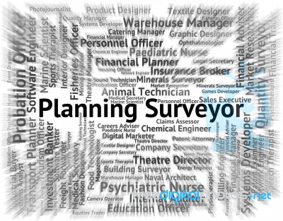 Planning Surveyor Means Recruitment Text And Surveys Stock Image