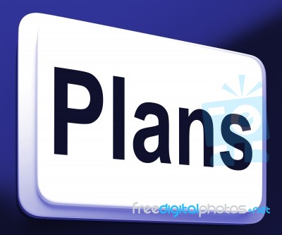 Plans Button Shows Objectives Planning And Organizing Stock Image