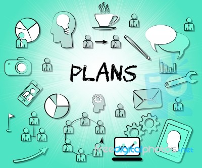 Plans Icons Indicates Symbol Aspire And Organizer Stock Image