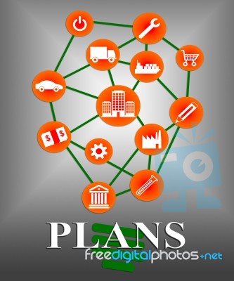 Plans Icons Shows Symbol Objective And Aspire Stock Image