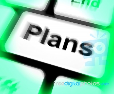 Plans Keyboard Shows Objectives Planning And Organizing Stock Image