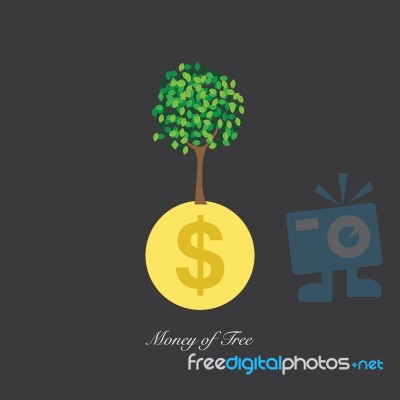 Plant Growing Out Of Gold Coins  Illustration  Stock Image