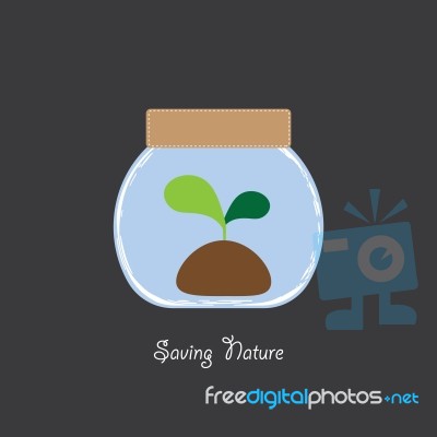 Plant In Jar Flat Icon   Illustration Stock Image