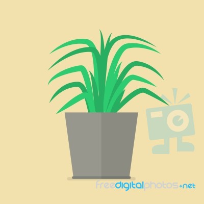 Plant In Pot Flat Icon Stock Image