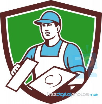 Plasterer Masonry Trowel Crest Retro Stock Image