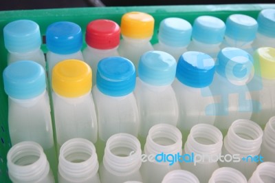 Plastic Container Of White Bottle Stock Photo