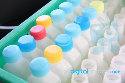 Plastic Container Of White Bottle Stock Photo