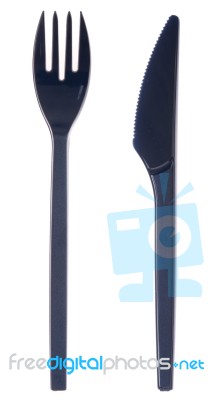 Plastic Fork And Knife Stock Photo