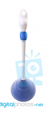 Plastic Handle Toilet Plunger Top View On White Background Stock Photo