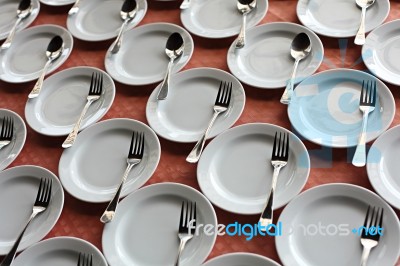 Plate With Fork Stock Photo