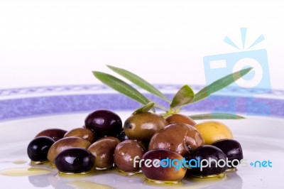 Plate With Olives Stock Photo