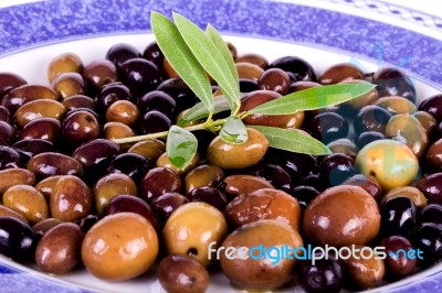 Plate With Olives Stock Photo