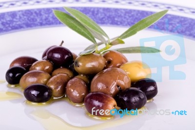 Plate With Olives Stock Photo