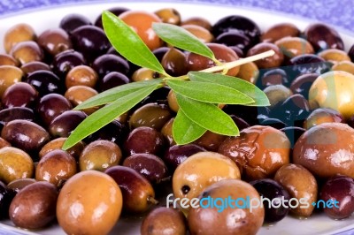 Plate With Olives Stock Photo