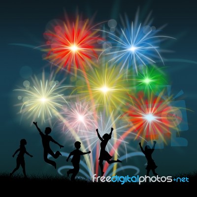 Play Fireworks Indicates Celebrate Festive And Children Stock Image