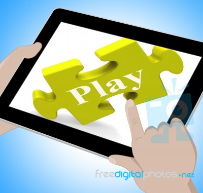 Play Tablet Means Fun And Games On Web Stock Image