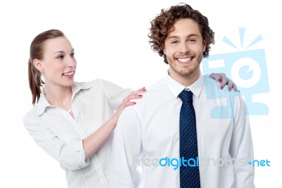 Playful Business Colleagues Having Fun Stock Photo