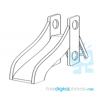 Playground Slide Black And White Isolated -simple Line Stock Image