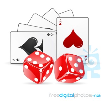 Playing Card With Dice Stock Image