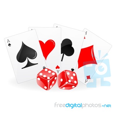 Playing Card With Dice Stock Image