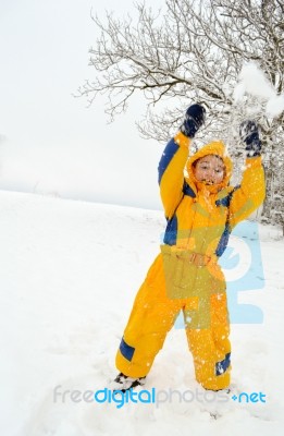 Playing In The Snow Stock Photo