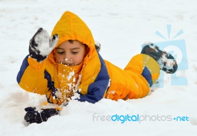 Playing In The Snow Stock Photo