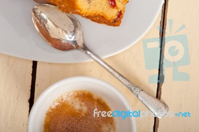 Plum Cake And Espresso Coffee Stock Photo