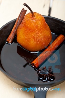 Poached Pears Delicious Home Made Recipe Stock Photo