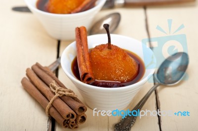 Poached Pears Delicious Home Made Recipe Stock Photo