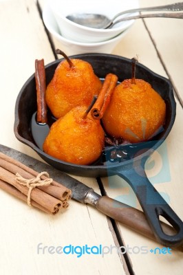 Poached Pears Delicious Home Made Recipe Stock Photo