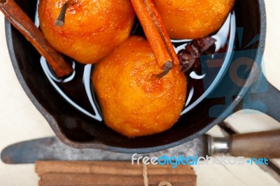 Poached Pears Delicious Home Made Recipe Stock Photo