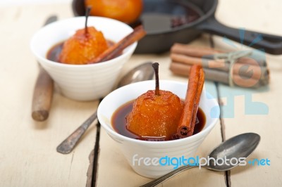 Poached Pears Delicious Home Made Recipe Stock Photo