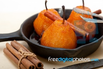 Poached Pears Delicious Home Made Recipe Stock Photo