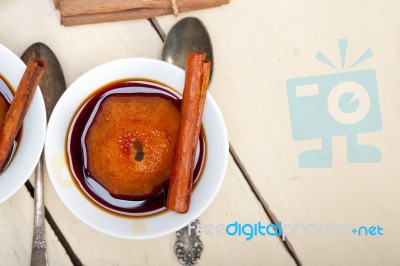 Poached Pears Delicious Home Made Recipe Stock Photo