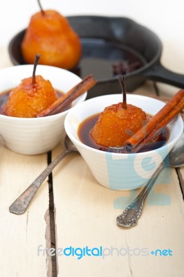 Poached Pears Delicious Home Made Recipe Stock Photo