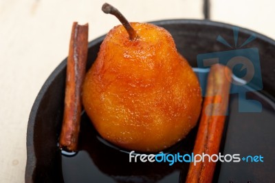 Poached Pears Delicious Home Made Recipe Stock Photo