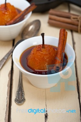 Poached Pears Delicious Home Made Recipe Stock Photo