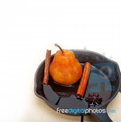 Poached Pears Delicious Home Made Recipe Stock Photo