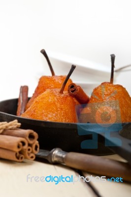 Poached Pears Delicious Home Made Recipe Stock Photo