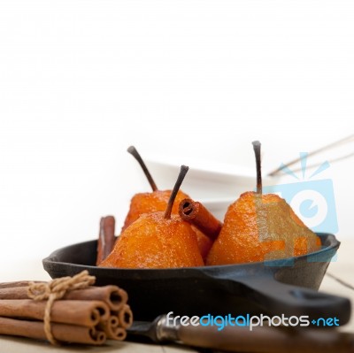 Poached Pears Delicious Home Made Recipe Stock Photo