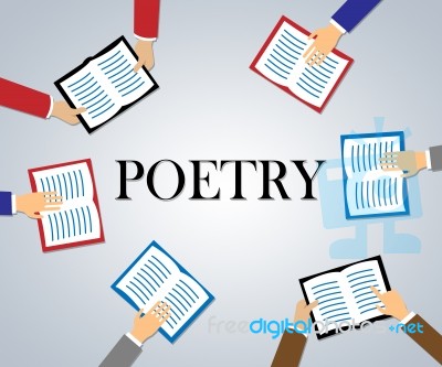 Poetry Books Shows Rhyme Information And Study Stock Image