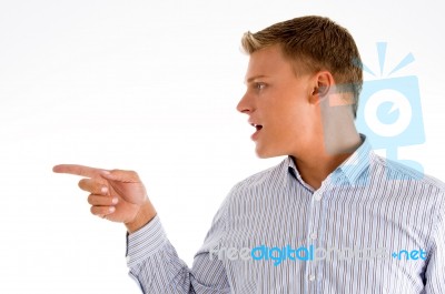 Pointing American Man Stock Photo