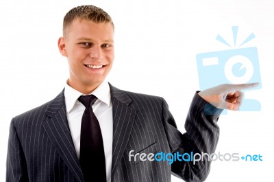 Pointing Businessman Stock Photo